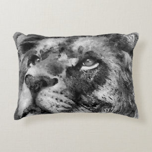 Placid Lion Face Silver Decorative Cushion