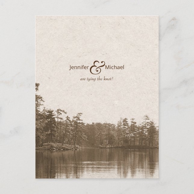 placid mountain lake landscape vintage photograph announcement postcard (Front)