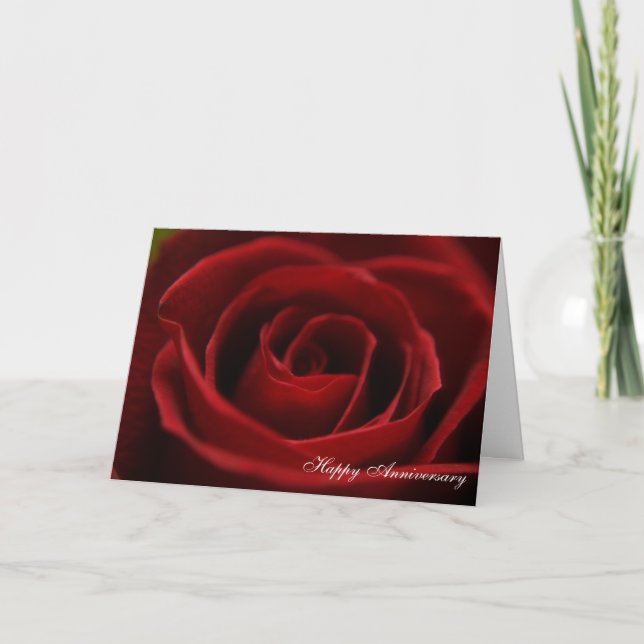 "Placid Red Rose" Anniversary Card (Front)