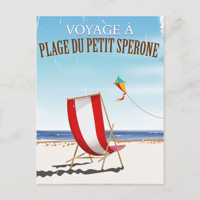 Plage du Petit Sperone,France vintage poster Postcard (Front)
