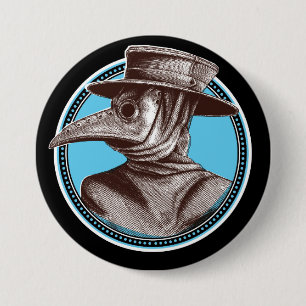Plague Doctor Button Blue