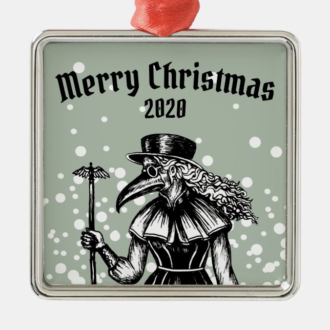 Plague Doctor Christmas Metal Tree Decoration (Front)