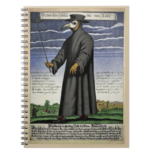 Plague Doctor - Color Copper Engraving 1656 - Notebook