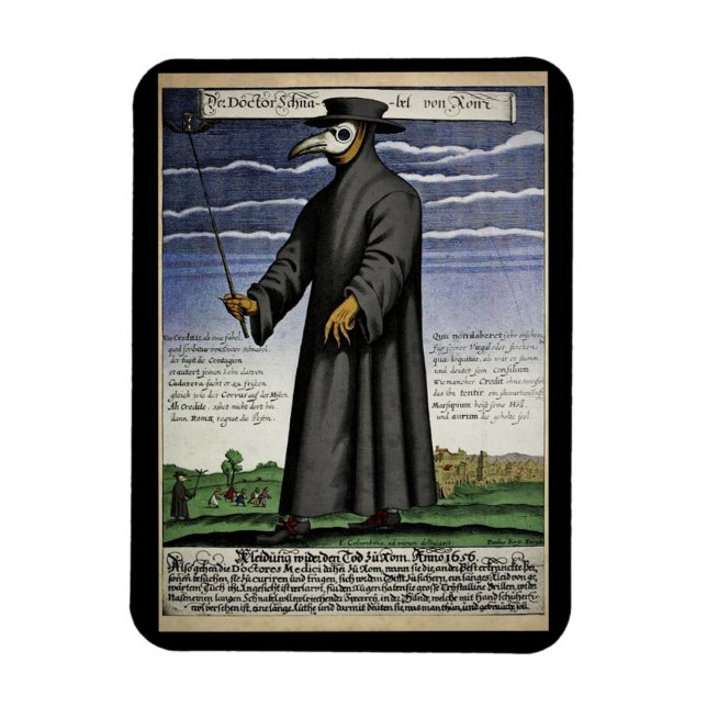 Plague Doctor - Colour Copper Engraving 1656 - Magnet (Vertical)
