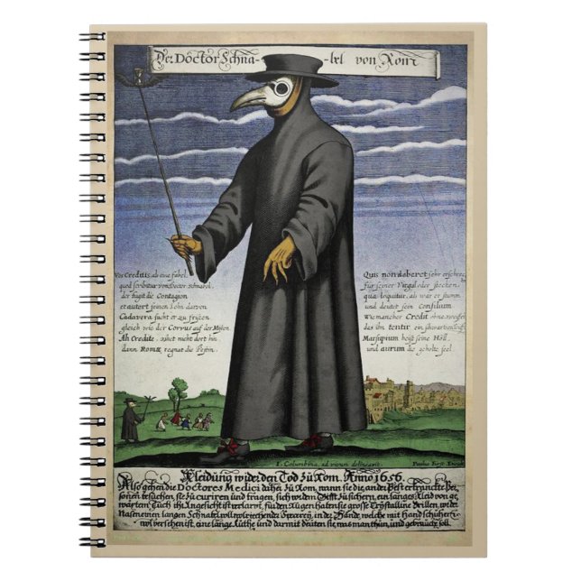 Plague Doctor - Colour Copper Engraving 1656 - Notebook (Front)