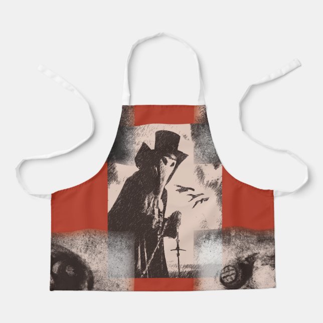 Plague Doctor Dr. Red Apron Home Bar Creepy Art (Front)