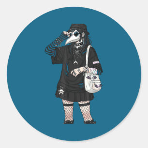 Plague Doctor Gothic Cottagecore Moth Face Mask Oc Classic Round Sticker