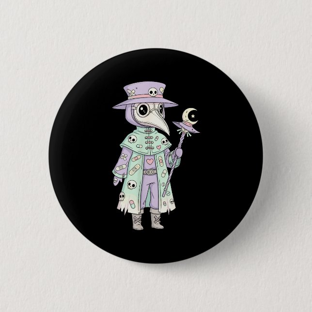 Plague Doctor Gothic Pastel Cute Moth Face Mask Oc 6 Cm Round Badge (Front)