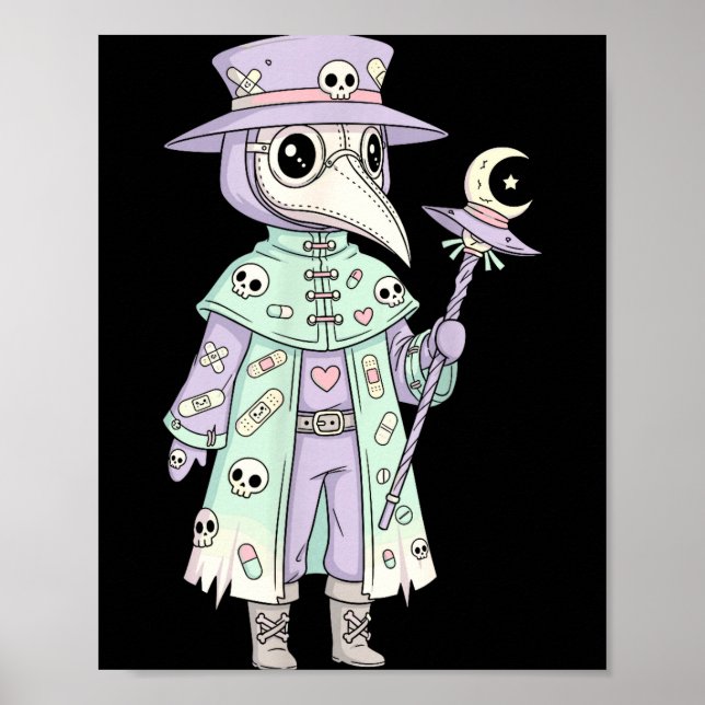 Plague Doctor Gothic Pastel Cute Moth Face Mask Oc Poster (Front)