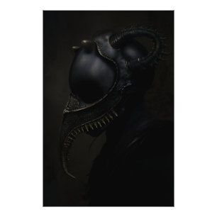 Plague Doctor Mask Obsidian Horns Horror Photo Print