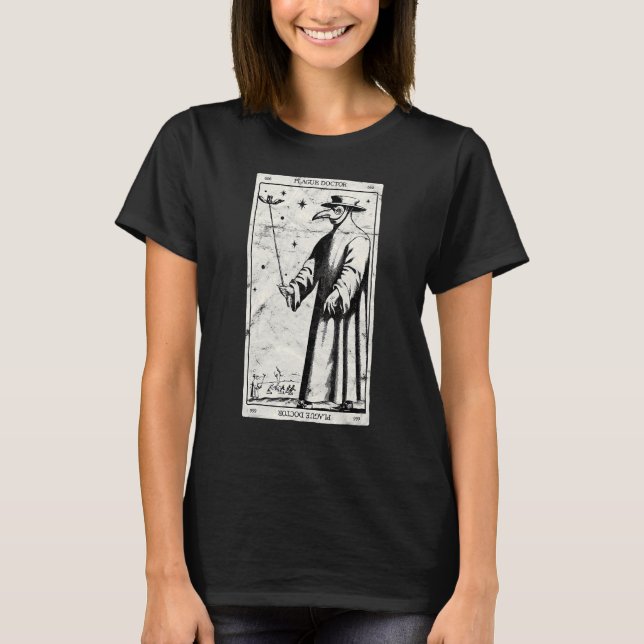 Plague Doctor Occult Black Death Tarot Card Antich T-Shirt (Front)
