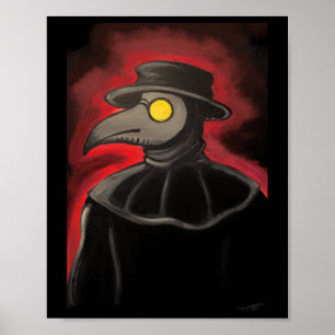 Plague Doctor Painting Sticker  Poster