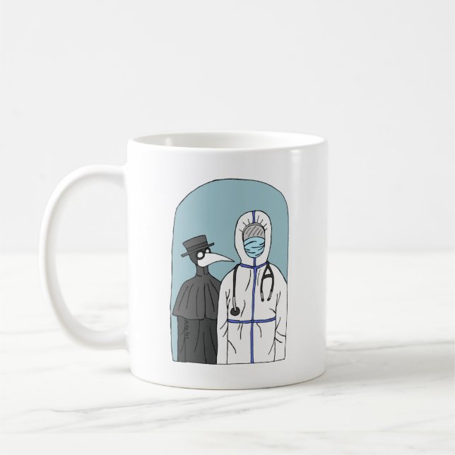 Plague Doctor with COVID doctor Funny custom name Coffee Mug (Left)