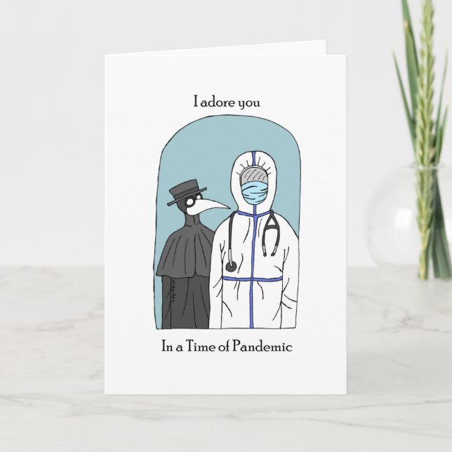Plague Doctor with COVID doctor Funny I love you Card (Front)