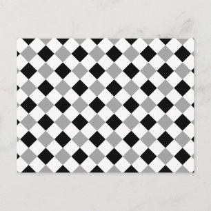 Plaid 1 Black and White Silver Postcard