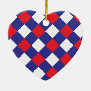 Plaid 1 Red White Blue Ceramic Tree Decoration