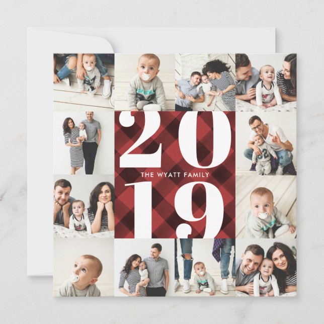 Plaid 2019 Holiday 12 Photo Collage Grid (Front)