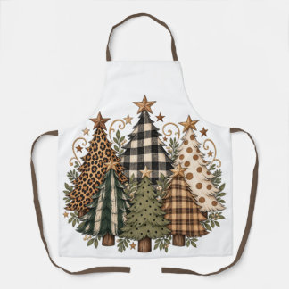 Plaid and Animal Prints Christmas Trees Apron