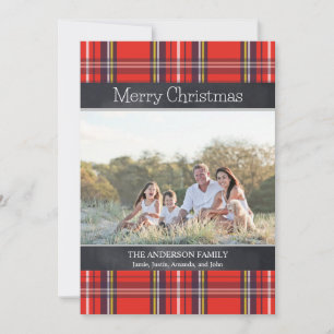 Plaid and Chalkboard Christmas Photo Holiday Card