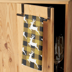 Plaid and deer kitchen towel