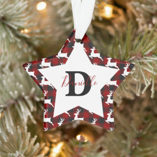 Plaid and deer personalised ornament