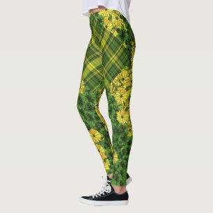 Plaid and Floral Patchwork Leggings