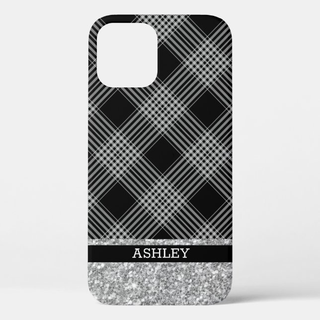 Plaid and Glitter Case-Mate iPhone Case (Back)