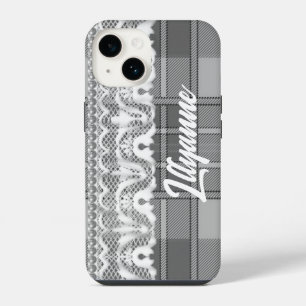 Plaid and lace black and white cute iPhone 14 case