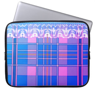 Plaid and lace purple pink cute 15" laptop sleeve