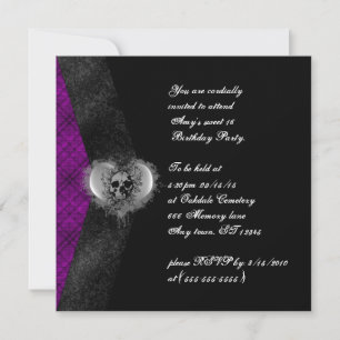 Plaid and Skull Gothic Sweet 16 Birthday Invites