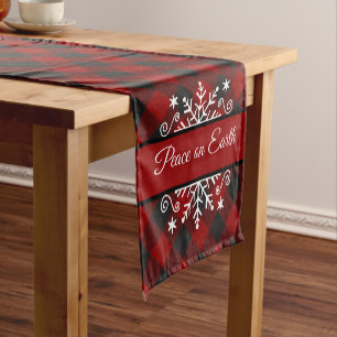Plaid and snowflake custom Table Runner