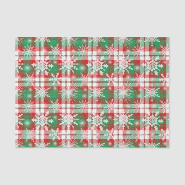 Plaid And Snowflakes Christmas Pattern 3 Tissue Paper (Front)