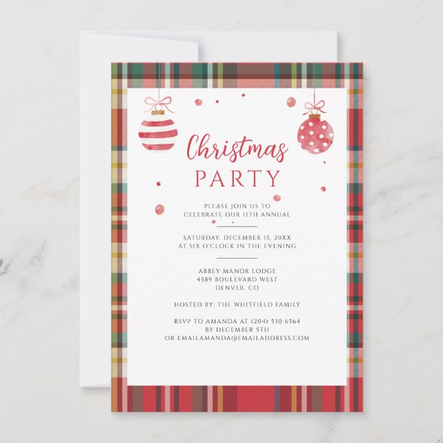 Plaid Annual Christmas Party Corporate Holiday Invitation (Front)