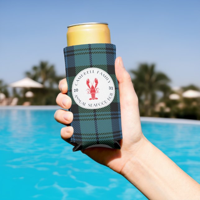 Plaid Any Occasion Family Lobster Boil Tartan Seltzer Can Cooler (In Situ Pool)