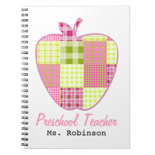 Plaid Apple Preschool Teacher Spiral Notebook