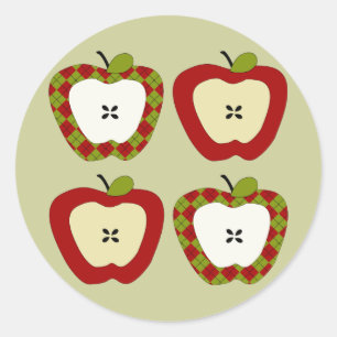 Plaid Apple Quartet Classic Round Sticker