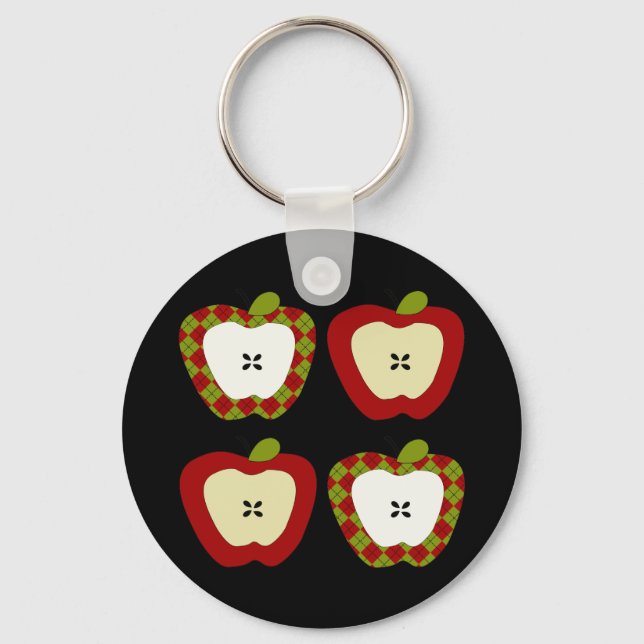 Plaid Apple Quartet Key Ring (Front)