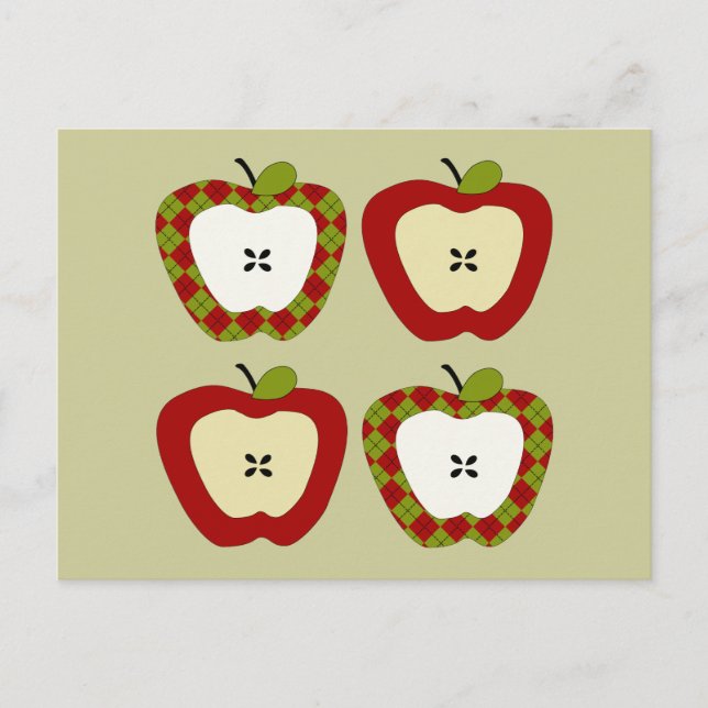 Plaid Apple Quartet Postcard (Front)