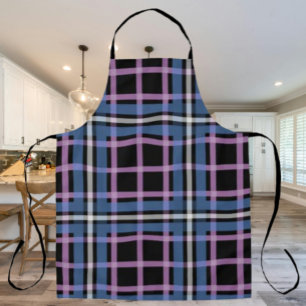 Plaid Apron – Blue & Lavender Checkered Kitchen
