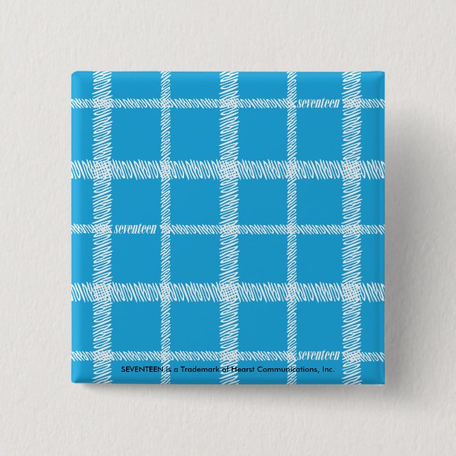 Plaid Aqua 15 Cm Square Badge (Front)