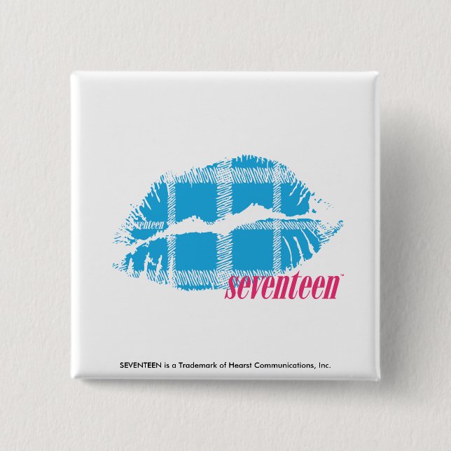 Plaid Aqua 15 Cm Square Badge (Front)