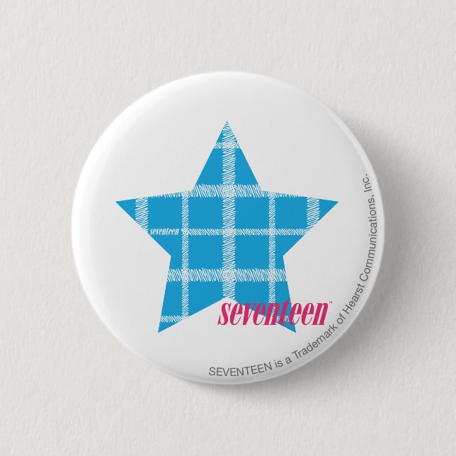 Plaid Aqua 3 6 Cm Round Badge (Front)