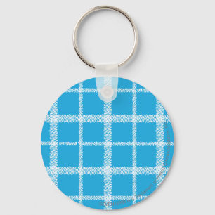 Plaid Aqua Key Ring