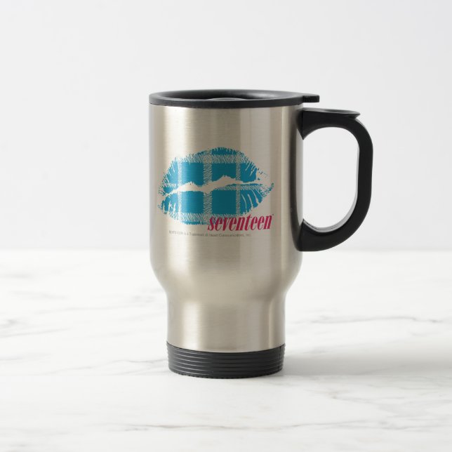 Plaid Aqua Travel Mug (Right)