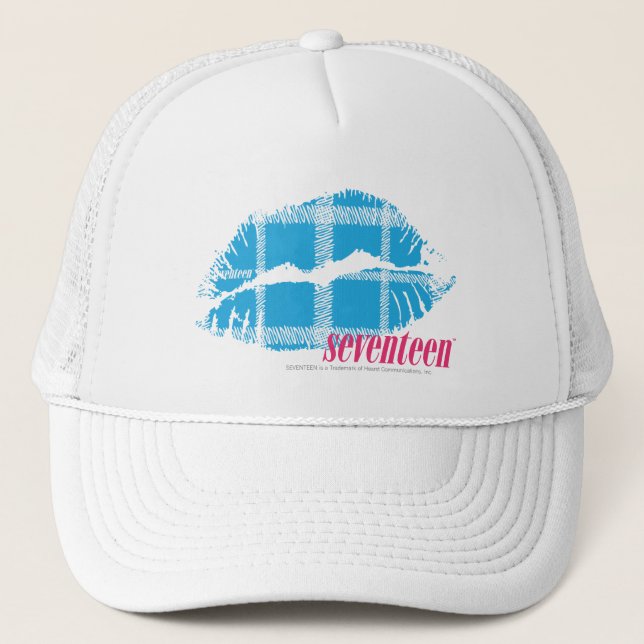 Plaid Aqua Trucker Hat (Front)