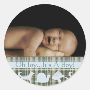 Plaid Baby Boy Photo Stickers