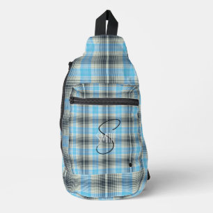 Plaid Backpack Sling with Blue and black HAMbyWG