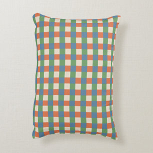 Plaid Beige Green Red Accent Pillow