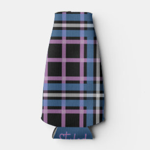 Plaid Beverage Cooler – Blue & Lavender Checkered 