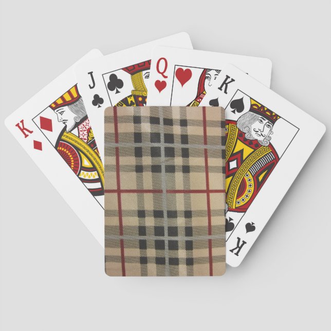 Plaid -- Black & TAn Playing Cards (Back)